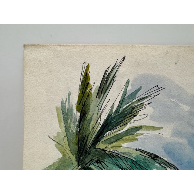 Henry Emil Salloch Original Watercolor on Paper Colonial Style Streetscape. Uruapan Mx. 1961. For Sale - Image 4 of 8