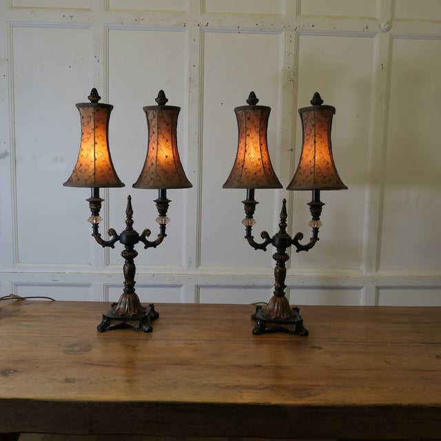 Large Art Deco Hollywood Regency Twin Table Lamps, 1970s, Set of 2 For Sale - Image 6 of 7