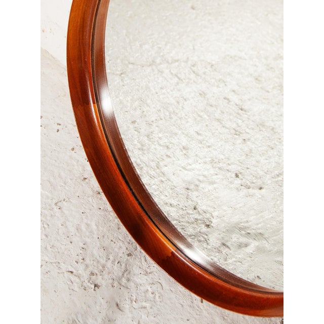 1960s Round Mirror in Teak by Uno & Östen Kristiansson for Luxus, 1960s For Sale - Image 5 of 9