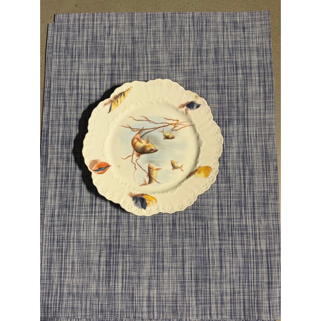 1900 - 1909 Antique Limoges Hand-Painted Fish Service, Wm. Guérin & Co. — 11 Plates + Underplate, Ca. 1900 For Sale - Image 5 of 12