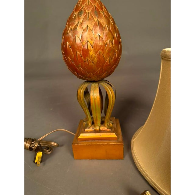 Early 20th Century French Pineapple Motif Table Lamp in Wood, Brass & Steel, Circa 1920 For Sale In Indianapolis - Image 6 of 11