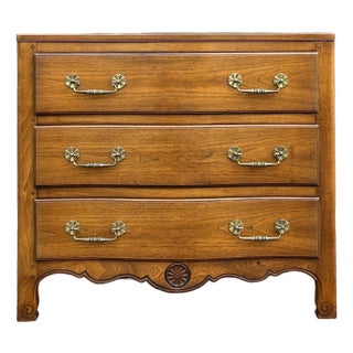 1960s Henredon French Country Walnut 3 Drawer Chest / Dresser For Sale