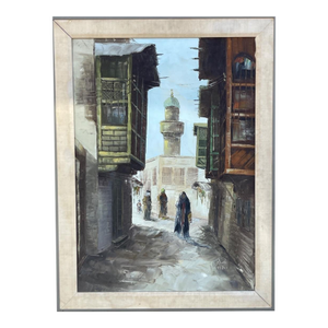 An Orientalist Arabian Oil on Canvas Street Painting