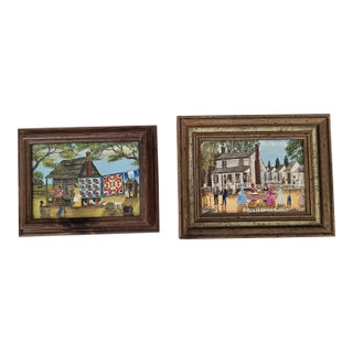 Mid 20th Century Pair of Southern Folk Art Paintings by Almarie Pittman Little For Sale