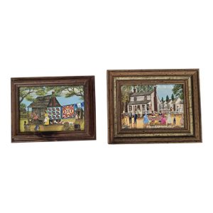 Mid 20th Century Pair of Southern Folk Art Paintings by Almarie Pittman Little