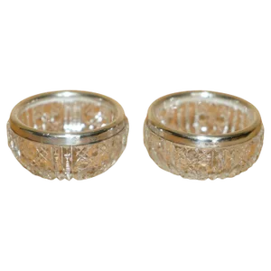 Antique Cut Glass Crystal Trinket Pots in Sterling Silver from Miller Brothers, 1921, Set of 2