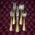 Service for 16! Yamazaki "Tasha" Gold Accent Stainless Luxury Flatware (80-Pieces / 16 Place Settings) Late 20th Century For Sale - Image 18 of 18