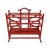 Vintage Red Faux Bamboo Magazine Rack Holder Painted Metal Two Compartment Hollywood Regency Palm Beach Style Gilt Accents...