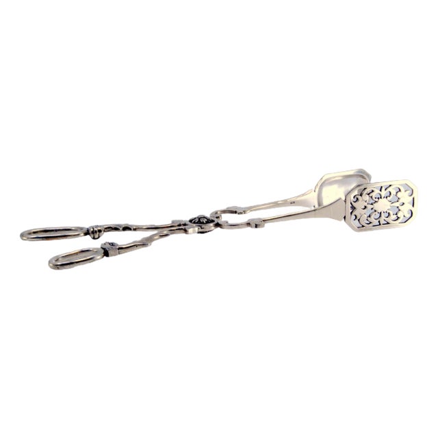 Silver Salad Tongs with Dolphin Figures For Sale