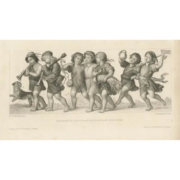 After Laufberger, Illustration of a Group of Children and a Dog, Print For Sale - Image 6 of 6