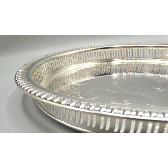 Mid Century Silver Plate Serving Drinks Tray For Sale - Image 4 of 10