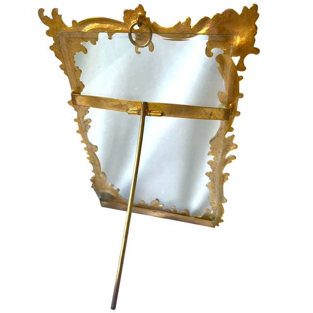 Vintage Rococo Revival Gilded Brass and Beveled Glass Easel Picture Frame for 4" X 6" Photograph For Sale In Jacksonville, FL - Image 6 of 10