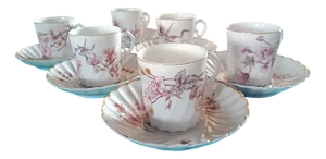 19th Century Twisted Cups & Saucers in Porcelain from Limoges, 1891, Set of 12