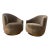 Postmodern Asymmetrical Barrel Back Swivel Chairs Newly Reupholstered - Pair For Sale