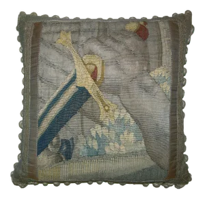 Circa 1700 Antique Brussels Baroque Tapestry Pillow