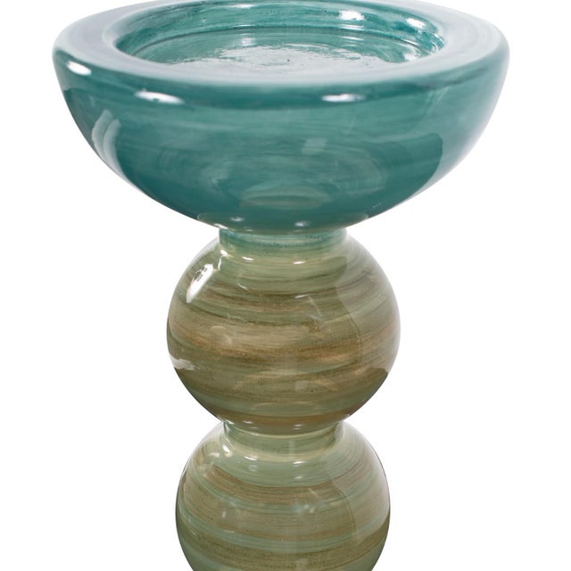 Contemporary Capri Stripe Glass Candle Holder- Tall For Sale - Image 3 of 10