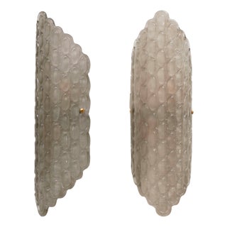 Smoked Murano Glass Wall Sconces with Textured Relief, 2000, Set of 2 For Sale