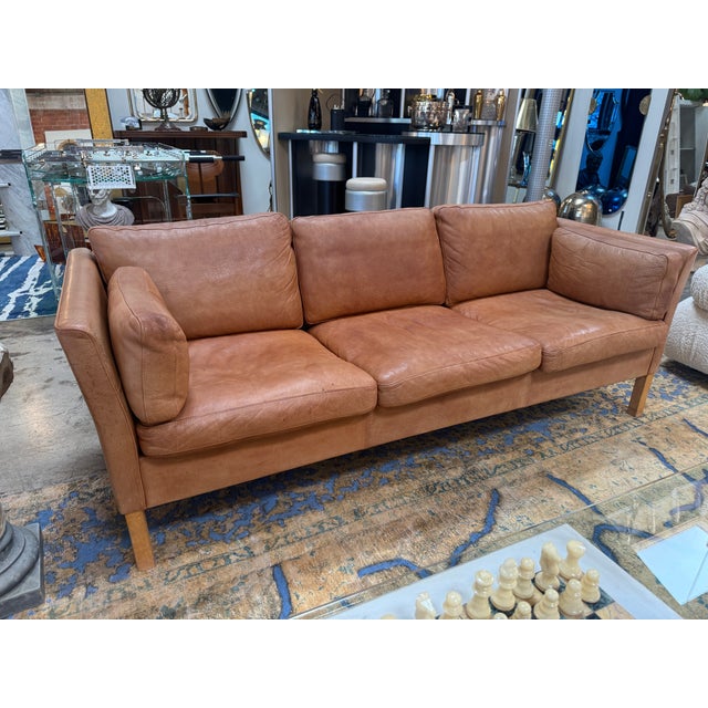 Three-Seat Leather Sofas in Original Leather, by Mogens Hansen For Sale In Los Angeles - Image 6 of 9