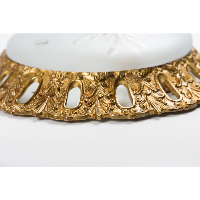 1950s Spanish Neo-Rococo Solid Bronze Flush Mount Ceiling Light For Sale - Image 10 of 10