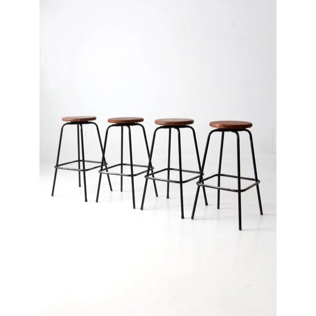 Farmhouse Vintage Bar Stools Set of 4 For Sale - Image 3 of 11