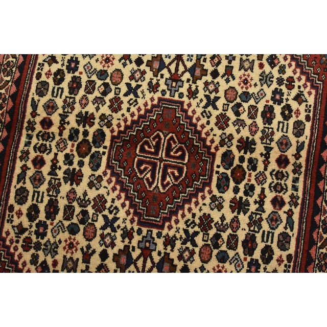 Abadeh Rug 2’3” X 3’5” Ivory Wool Vintage Tribal Hand-Knotted Carpet For Sale - Image 4 of 9