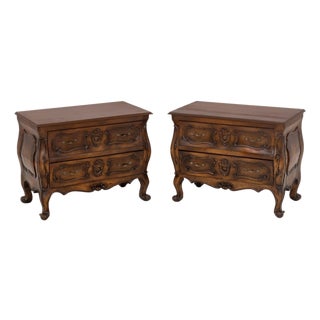 Louis XVI Style Walnut Bombe Chests, Pair For Sale
