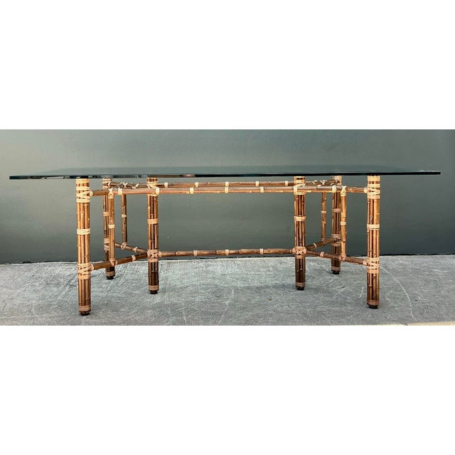 Vintage McGuire Bundled Rattan Rectangle Dining Table For Sale - Image 9 of 12