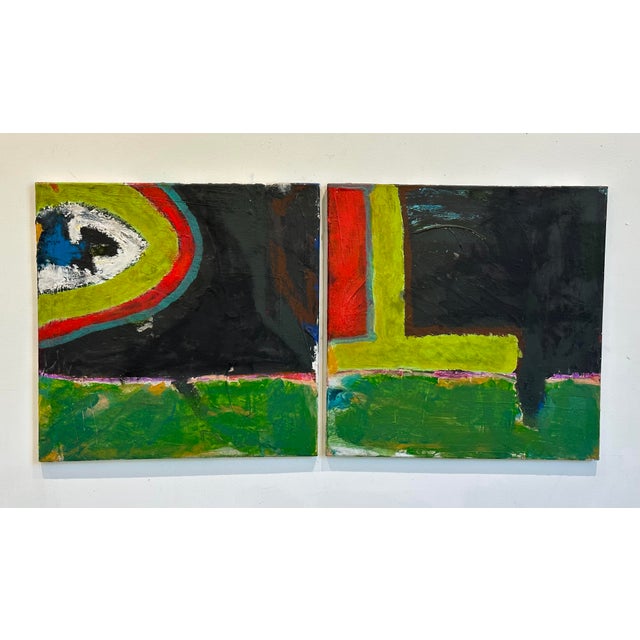 Modern Abstract Diptych on Canvas For Sale - Image 4 of 12