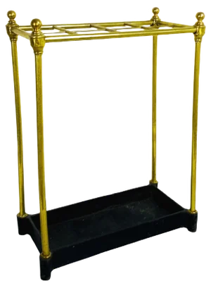 Mid-Century Italian Brass Umbrella Stand with Black Iron Base, 1950s