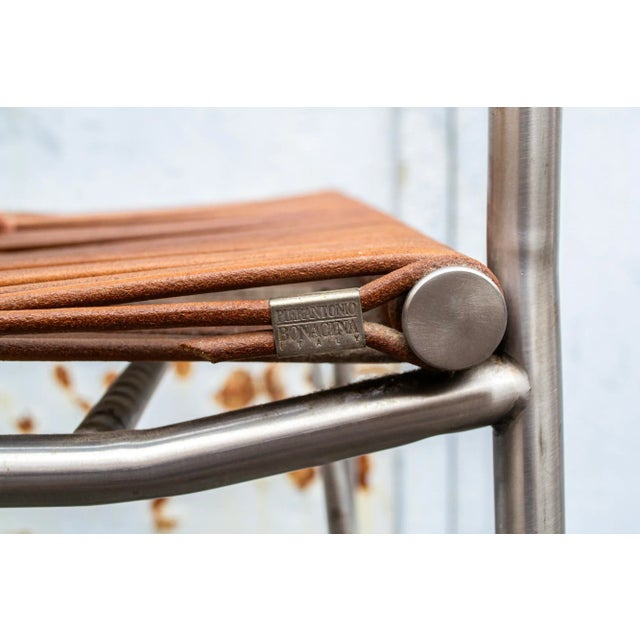 Miss B Stools in Inox & Leather by Tito Agnoli for BBB Bonacina, 1997, Set of 2 For Sale - Image 6 of 8