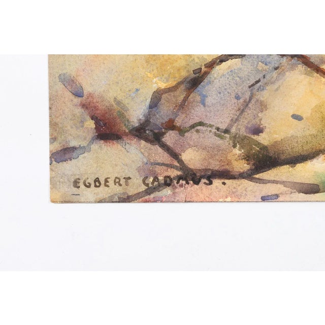 Watercolor on paper by Egbert Cadmus (American, 1868-1939 Connecticut/New Jersey) of a New England rocky inlet with green...