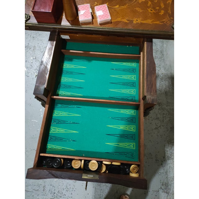 Early 20th Century French Louis XV Style Marquetry Convertible Game Table With Chess & Backgammon For Sale - Image 11 of 17