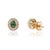 Metal 14k Gold Everyday Oval Natural Emerald Diamond Halo Stud Earrings- A Pair For Sale - Image 7 of 16