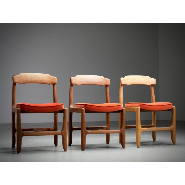 Vintage Dining Chairs in Oak and Velvet by Guillerme Et Chambron, France, 1960, Set of 2 For Sale - Image 11 of 13