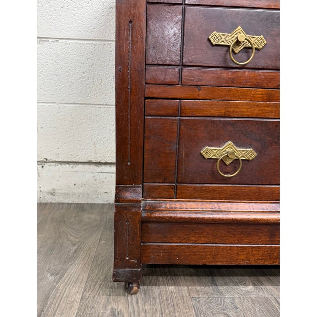 Antique Late 1800s Victorian Eastlake Marble Top Dresser Chest Dressing Stand For Sale - Image 10 of 18