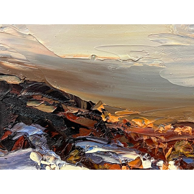 Contemporary Impasto Oil Painting of Melting Snow on English Moor Landscape by British Artist 2013 For Sale - Image 3 of 14