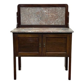 English Mahogany and Marble Bathroom Table For Sale