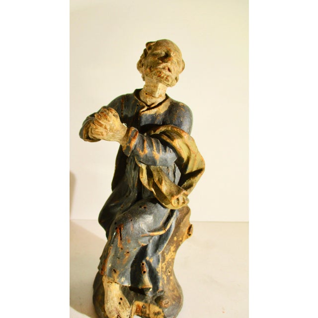 18th Century Antique German Church Wood Carved Figures - Group of 3 For Sale - Image 4 of 11