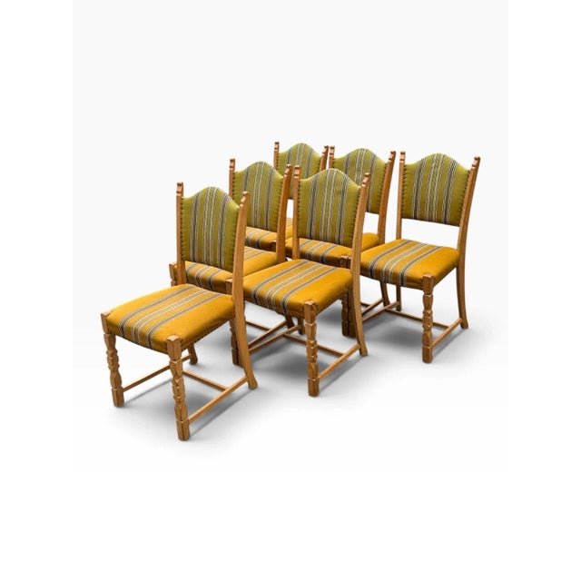 Set of Six Danish Oak Dining Chairs by Henning Kjærnulf For Sale - Image 6 of 18