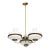 1960's Stilnovo Style Walnut and Brass Chandelier For Sale
