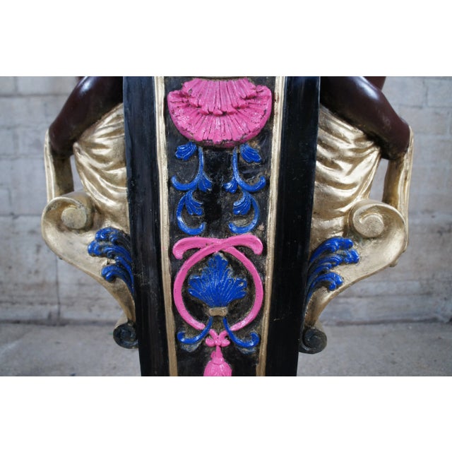 Set of 2 Vintage Venetian Figural Polychrome Bronze Sculpture Pedestals Plant Stands For Sale - Image 9 of 12