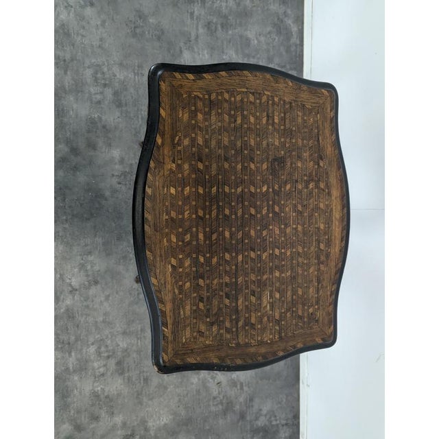 Transition-Style Marquetry Side Table For Sale - Image 4 of 10