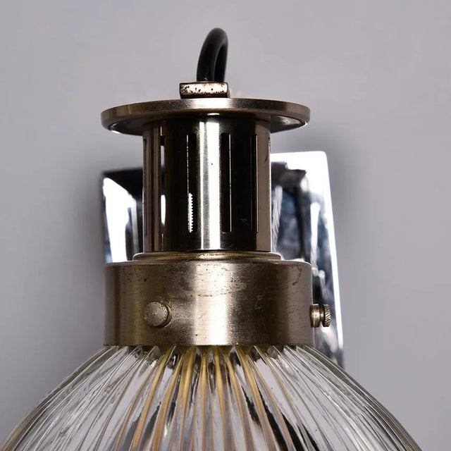Vintage English Industrial Chrome and Glass Sconces - Pair For Sale - Image 10 of 10