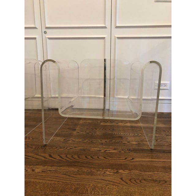 Brass Mid-Century Brass Detail Lucite Ribbon Chair For Sale - Image 8 of 13