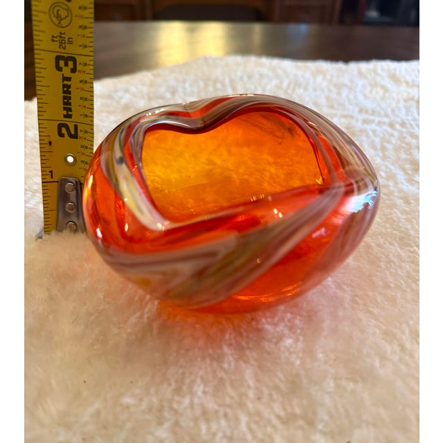 Orange Art Glass Ashtray / Hand blown art decor bowl Hurricane Eye Design Swirling Design Ground Pontil For your...