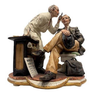Vintage Signed Capodimonte "The Oculist" Porcelain Sculpture by Luciano Cazzola For Sale