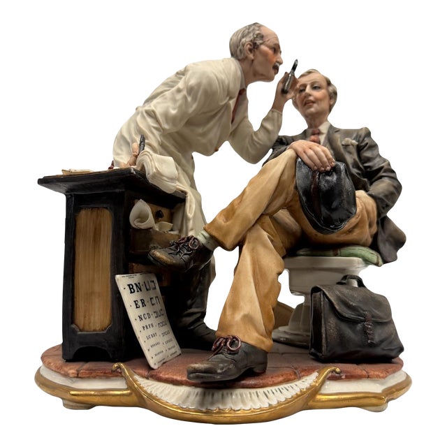 Vintage Signed Capodimonte "The Oculist" Porcelain Sculpture by Luciano Cazzola For Sale