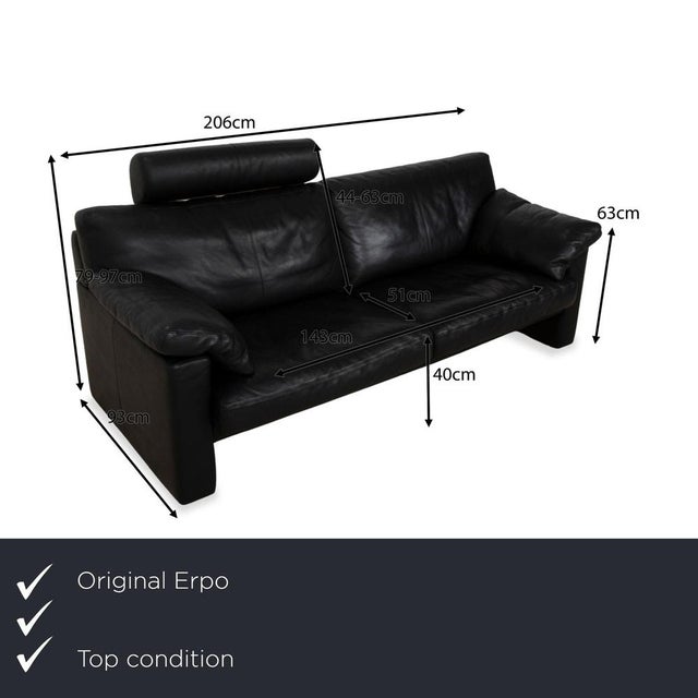 The Erpo CL 300 sofa is covered in black genuine leather and stands on floor-to-ceiling side panels. It impresses with its...