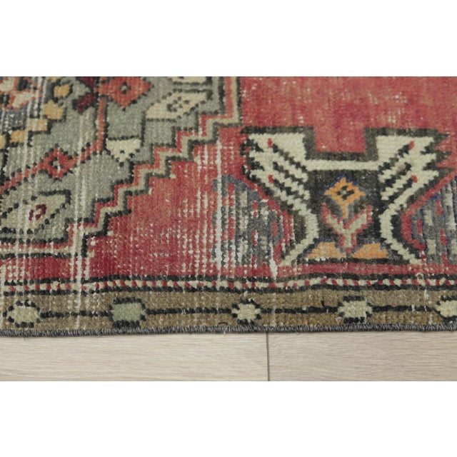 1970s Turkish Boho Style Geometric Red Doormat Rug For Sale - Image 9 of 13