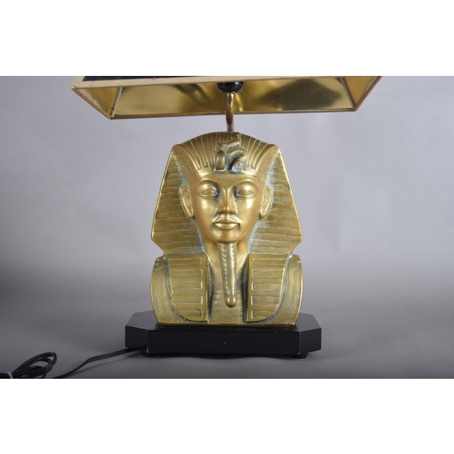 1970s Vintage Egyptian Revival Brass Pharaoh Table Lamp, 1970s For Sale - Image 5 of 12